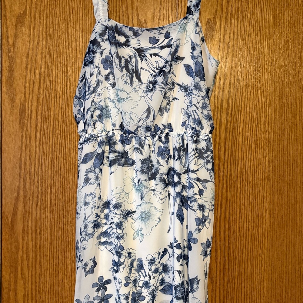 Maurices White Dress with Blue Floral Print